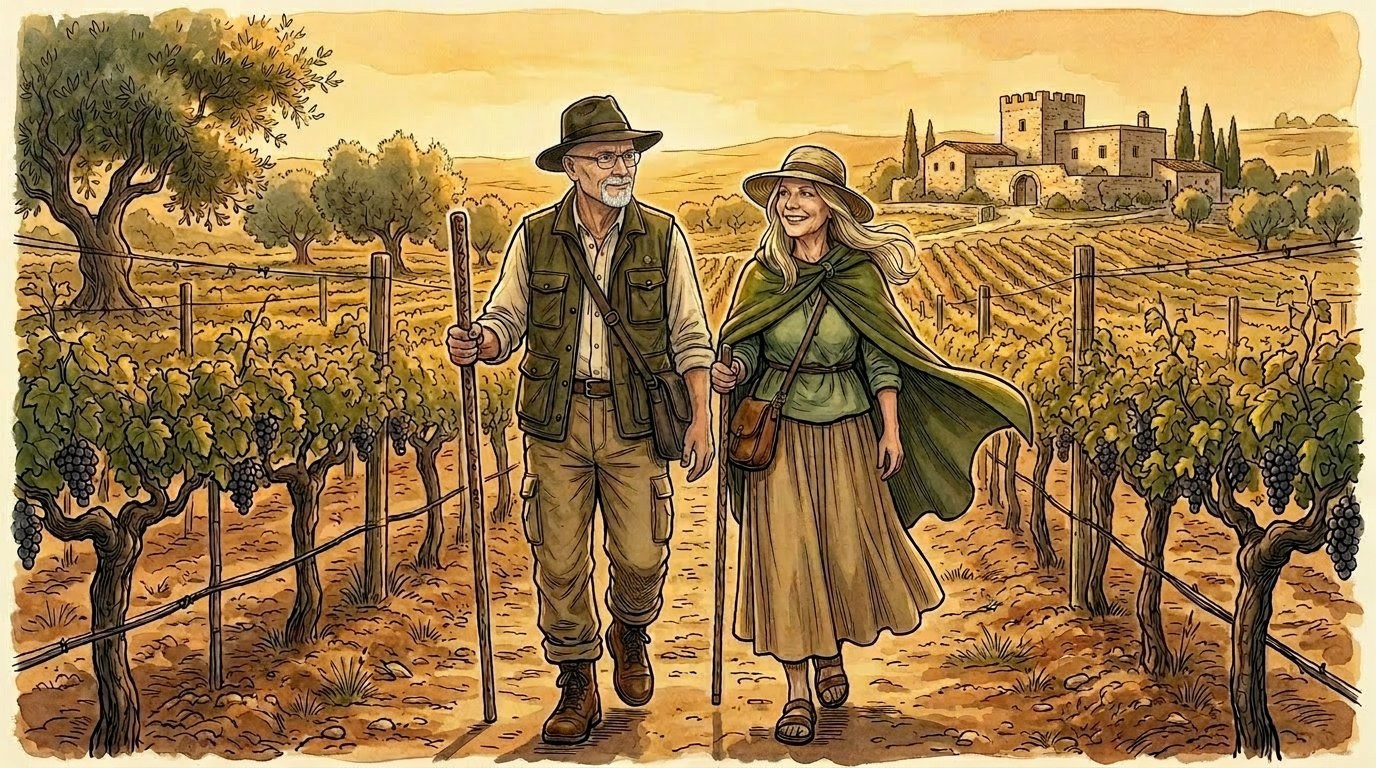 Walking through Puglian vineyards